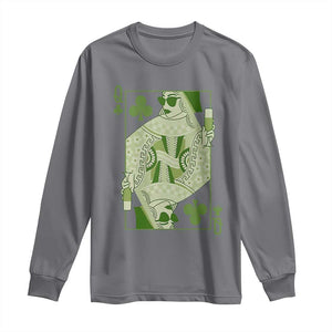 St. Patrick's Day Pub Long Sleeve Shirt Queen of Clubs Fun Green Pub TS10 Charcoal Print Your Wear