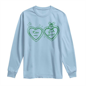 Kiss Me I'm Irish Long Sleeve Shirt Green Heart Locket St. Patrick's Day Pride TS10 Light Blue Print Your Wear