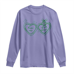 Kiss Me I'm Irish Long Sleeve Shirt Green Heart Locket St. Patrick's Day Pride TS10 Violet Print Your Wear