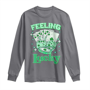 St. Patrick's Day Casino Feeling Lucky Long Sleeve Shirt Las Vegas Girls Trip TS10 Charcoal Print Your Wear