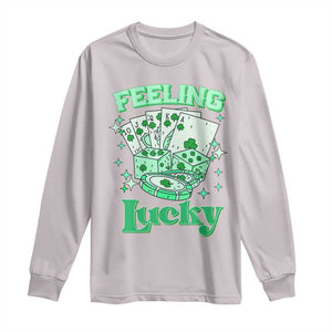 St. Patrick's Day Casino Feeling Lucky Long Sleeve Shirt Las Vegas Girls Trip TS10 Ice Gray Print Your Wear