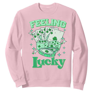 St. Patrick's Day Casino Feeling Lucky Sweatshirt Las Vegas Girls Trip TS10 Light Pink Print Your Wear