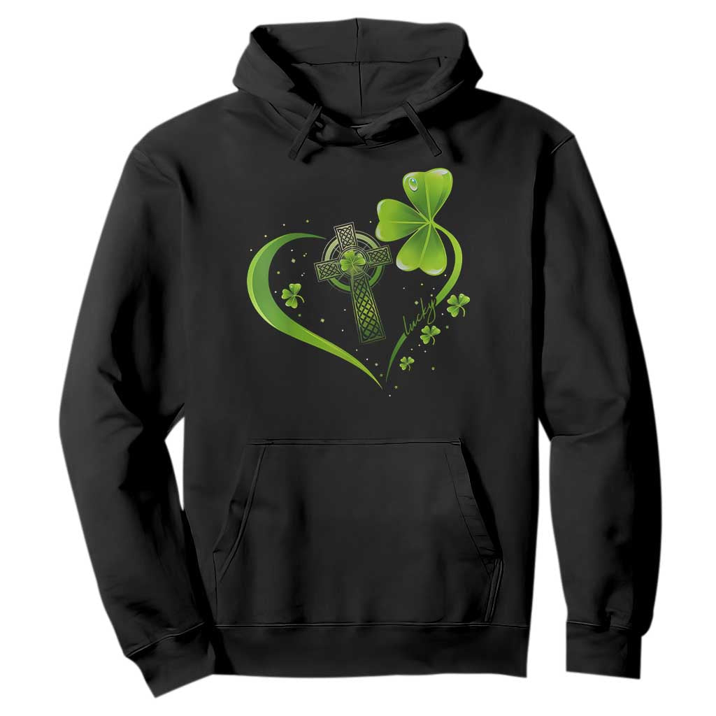 St Patricks Day Hoodie Lucky Clover Irish Shamrock Celtic Cross TS10 Black Print Your Wear