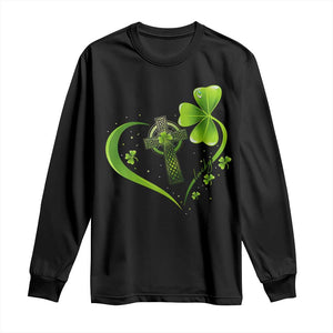 St Patricks Day Long Sleeve Shirt Lucky Clover Irish Shamrock Celtic Cross TS10 Black Print Your Wear