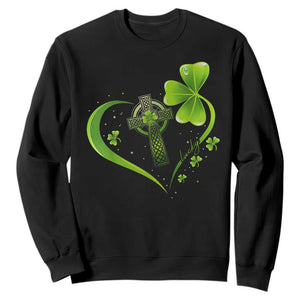 St Patricks Day Sweatshirt Lucky Clover Irish Shamrock Celtic Cross TS10 Black Print Your Wear