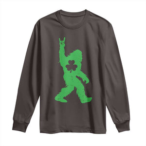 St Patricks Day Bigfoot Long Sleeve Shirt Irish Sasquatch Shamrock TS10 Dark Chocolate Print Your Wear