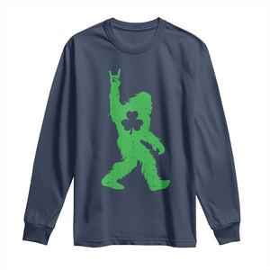 St Patricks Day Bigfoot Long Sleeve Shirt Irish Sasquatch Shamrock TS10 Navy Print Your Wear