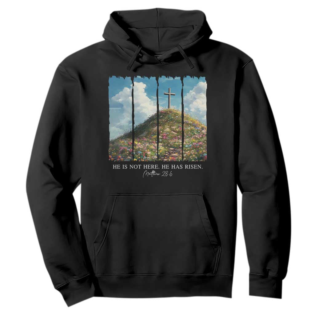 Christian Easter Hoodie He Is Not Here He Has Risen TS10 Black Print Your Wear