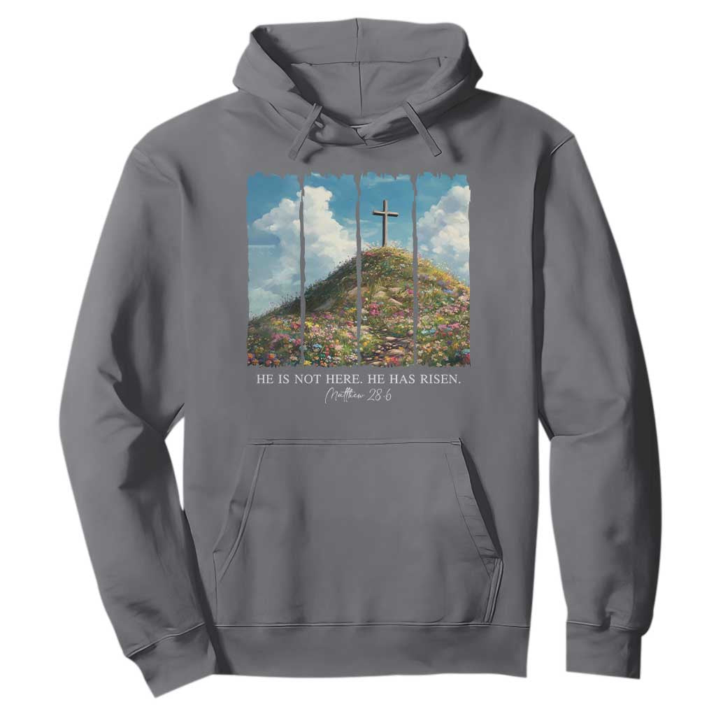 Christian Easter Hoodie He Is Not Here He Has Risen TS10 Charcoal Print Your Wear