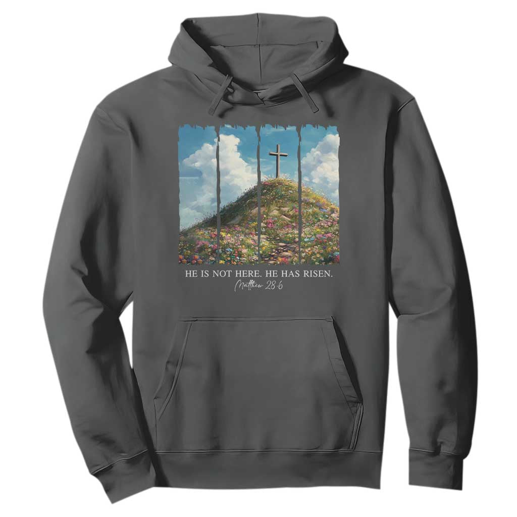 Christian Easter Hoodie He Is Not Here He Has Risen TS10 Dark Heather Print Your Wear