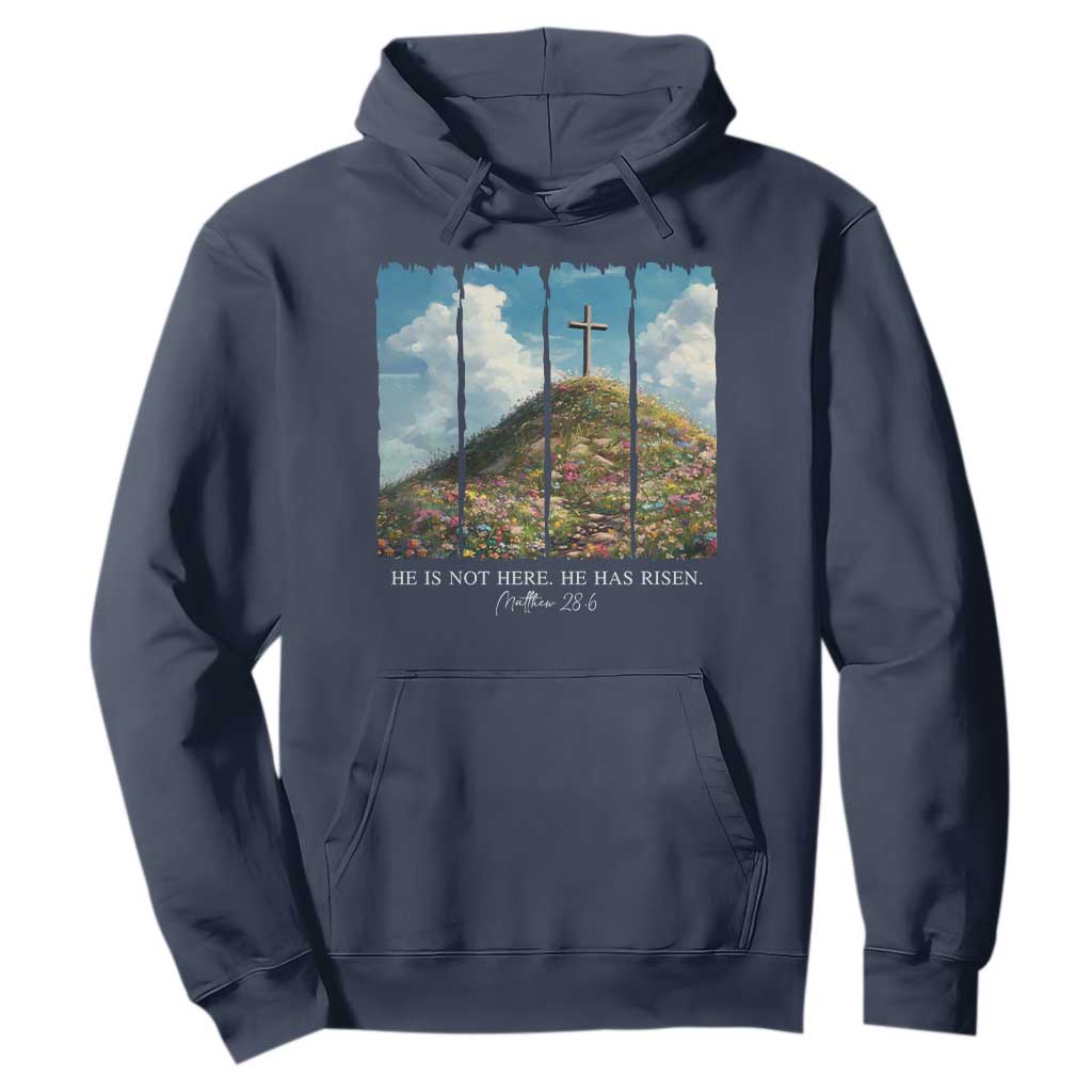 Christian Easter Hoodie He Is Not Here He Has Risen TS10 Navy Print Your Wear