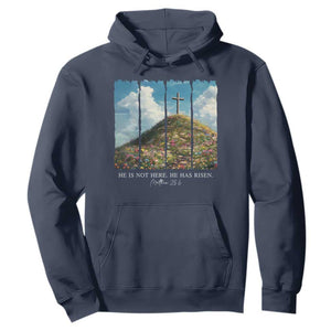 Christian Easter Hoodie He Is Not Here He Has Risen TS10 Navy Print Your Wear