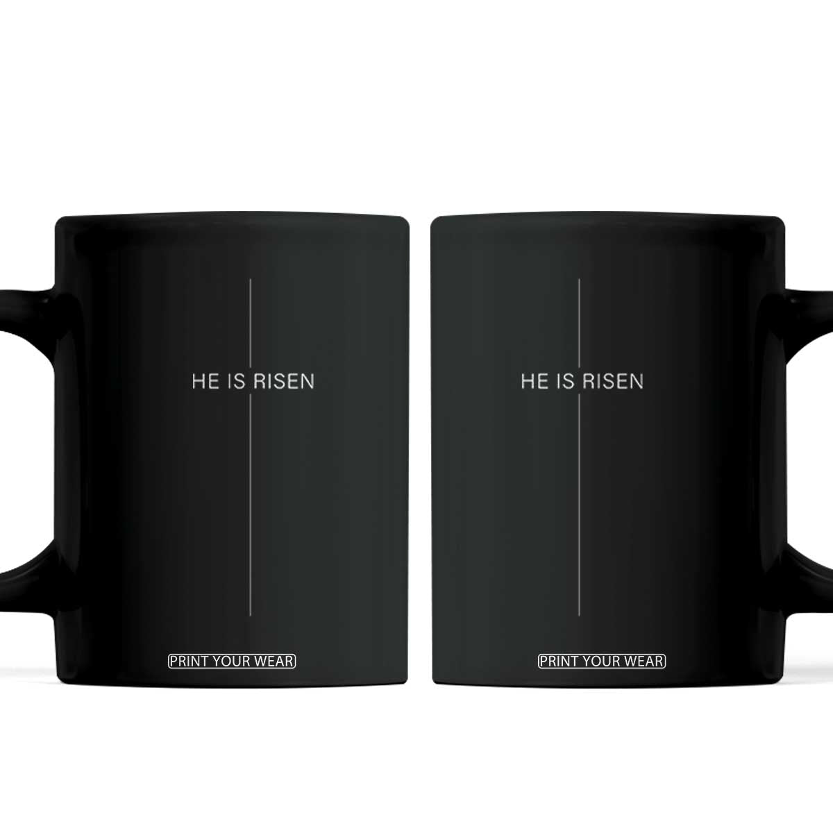 Easter Cross He Is Risen Coffee Mug Cross Subtle Christian Minimal Religious Faith Jesus TS10 Black Print Your Wear