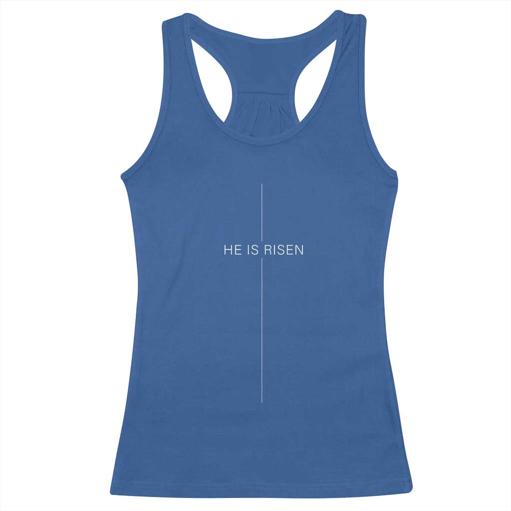 Easter Cross He Is Risen Racerback Tank Top Cross Subtle Christian Minimal Religious Faith Jesus TS10 Royal Blue Print Your Wear