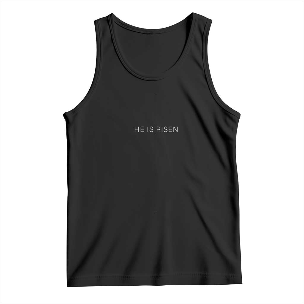 Easter Cross He Is Risen Tank Top Cross Subtle Christian Minimal Religious Faith Jesus TS10 Black Print Your Wear