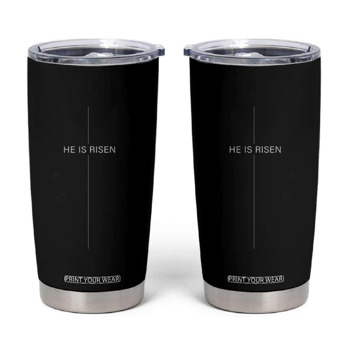 Easter Cross He Is Risen Tumbler Cup Cross Subtle Christian Minimal Religious Faith Jesus TS10 Black Print Your Wear