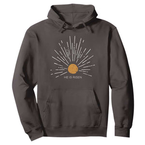 He Is Risen Hoodie Sunburst Vintage Jesus Religious Easter Day Christians TS10 Dark Chocolate Print Your Wear