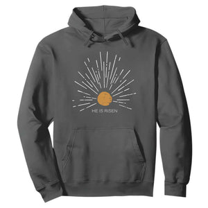 He Is Risen Hoodie Sunburst Vintage Jesus Religious Easter Day Christians TS10 Dark Heather Print Your Wear