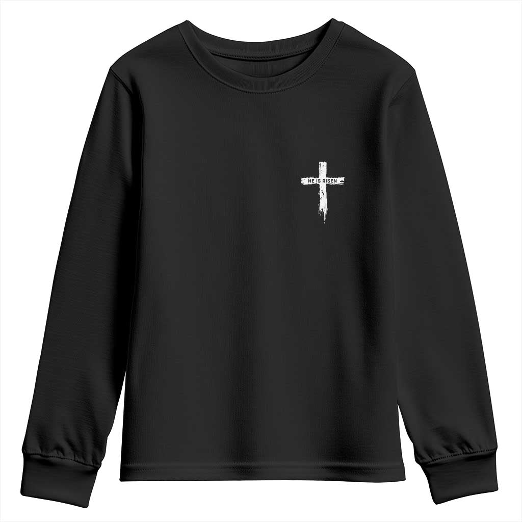 Easter Christian Cross Religious He Is Risen Youth Sweatshirt TS10 Black Print Your Wear