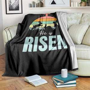 Retro He is Risen Throw Blanket Bunny Easter Cross Christian Religious Jesus Has Risen TS10 Print Your Wear
