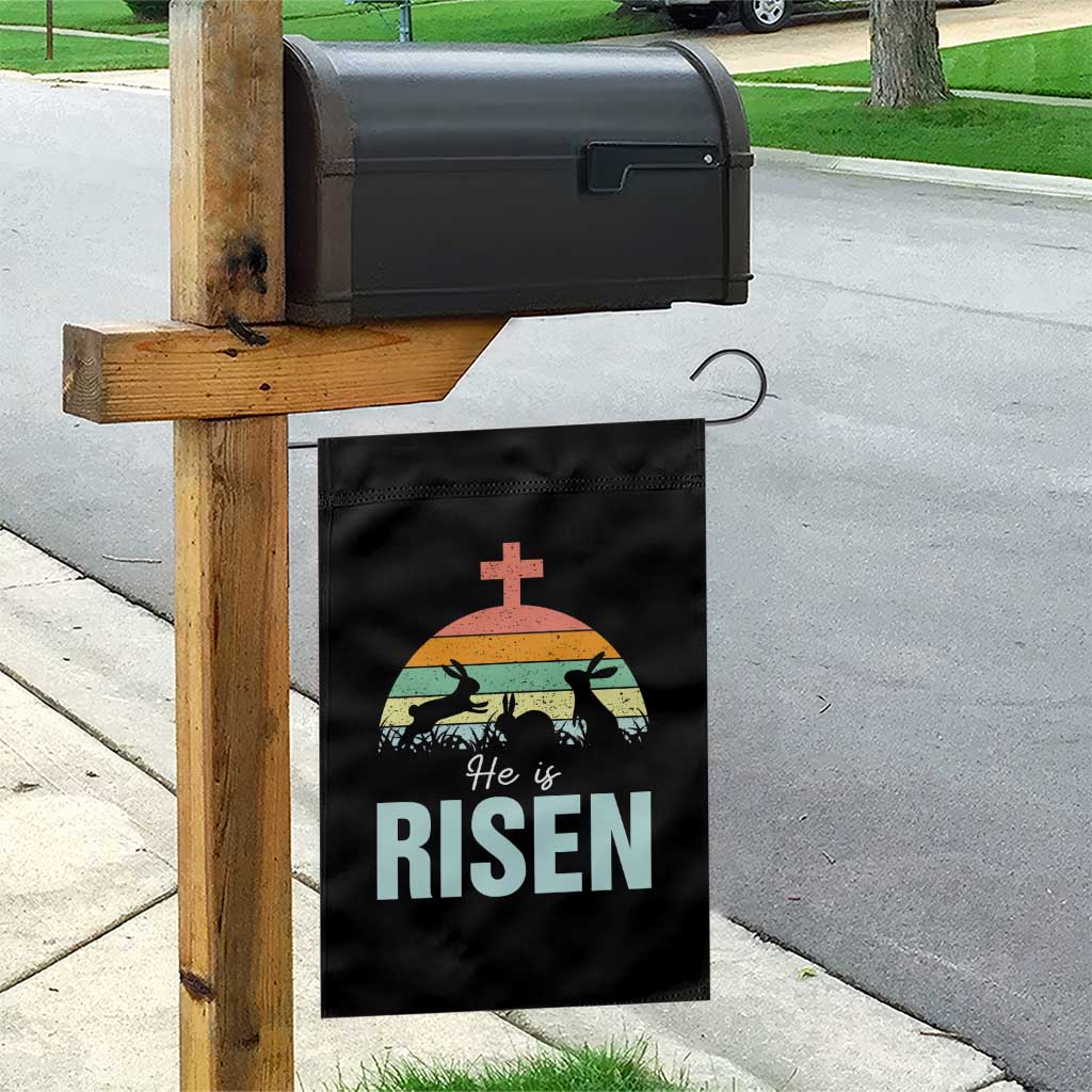 Retro He is Risen Garden Flag Bunny Easter Cross Christian Religious Jesus Has Risen TS10 Print Your Wear