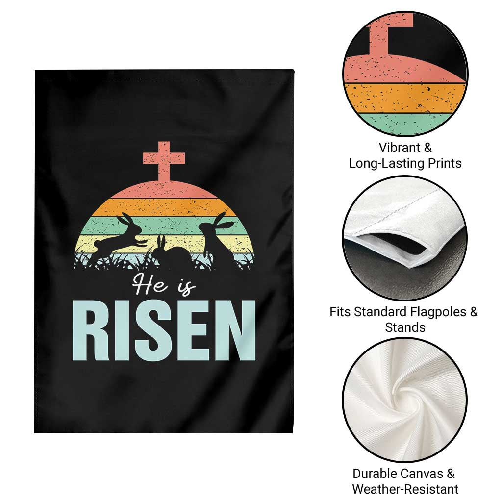 Retro He is Risen Garden Flag Bunny Easter Cross Christian Religious Jesus Has Risen TS10 Print Your Wear