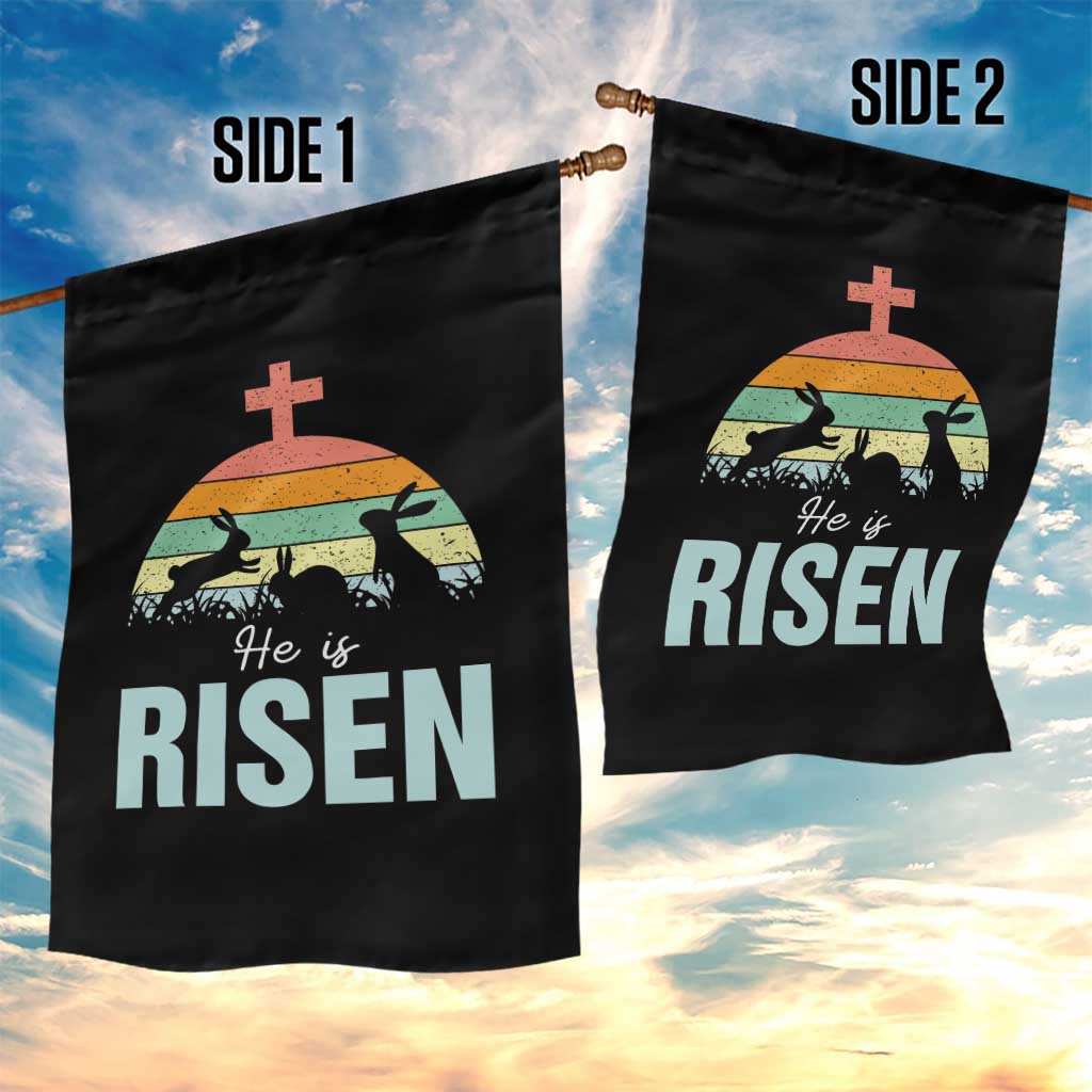 Retro He is Risen Garden Flag Bunny Easter Cross Christian Religious Jesus Has Risen TS10 Print Your Wear
