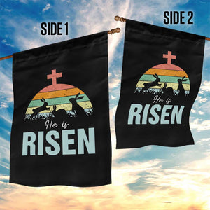 Retro He is Risen Garden Flag Bunny Easter Cross Christian Religious Jesus Has Risen TS10 Print Your Wear