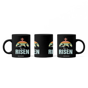 Retro He is Risen Coffee Mug Bunny Easter Cross Christian Religious Jesus Has Risen TS10 Print Your Wear
