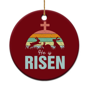 Retro He is Risen Ceramic Ornament Bunny Easter Cross Christian Religious Jesus Has Risen TS10 1pc Red Print Your Wear