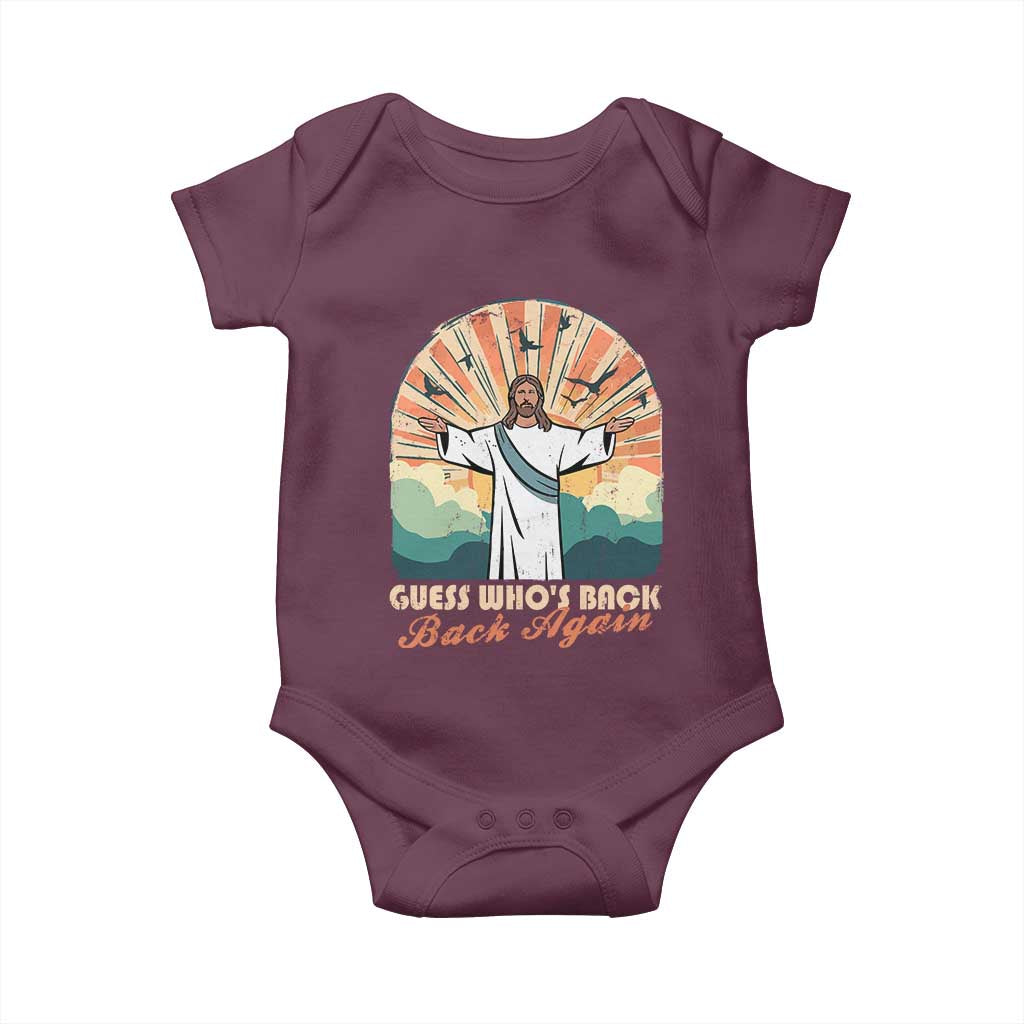 Funny Christian Easter Baby Onesie Guess Whos Back Jesus Religious TS10 Maroon Print Your Wear