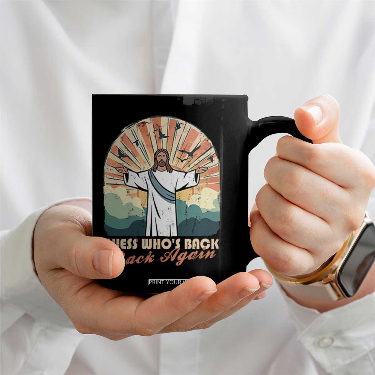 Funny Christian Easter Coffee Mug Guess Whos Back Jesus Religious TS10 Print Your Wear