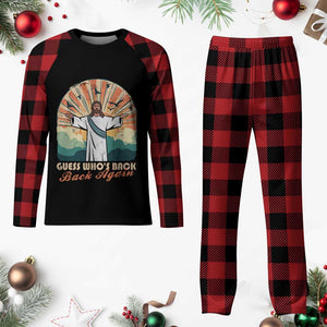 Funny Christian Easter Plaid Pajama Set Guess Whos Back Jesus Religious TS10 Buffalo Plaid Print Your Wear