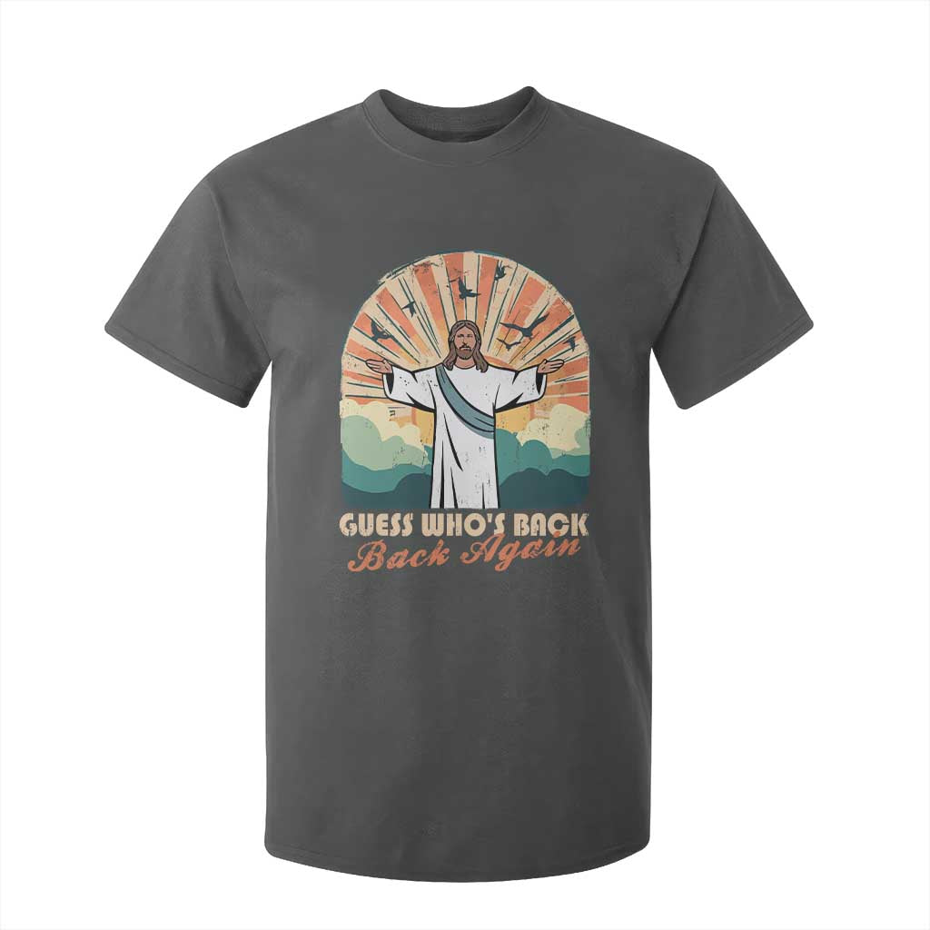Funny Christian Easter T Shirt For Kid Guess Whos Back Jesus Religious TS10 Dark Heather Print Your Wear