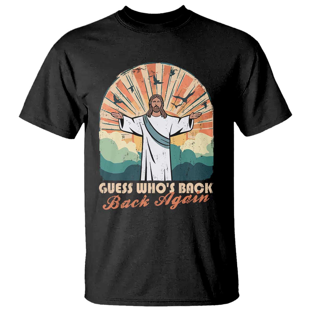 Funny Christian Easter T Shirt Guess Whos Back Jesus Religious TS10 Black Print Your Wear