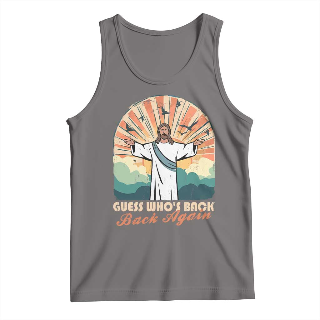 Funny Christian Easter Tank Top Guess Whos Back Jesus Religious TS10 Deep Heather Print Your Wear