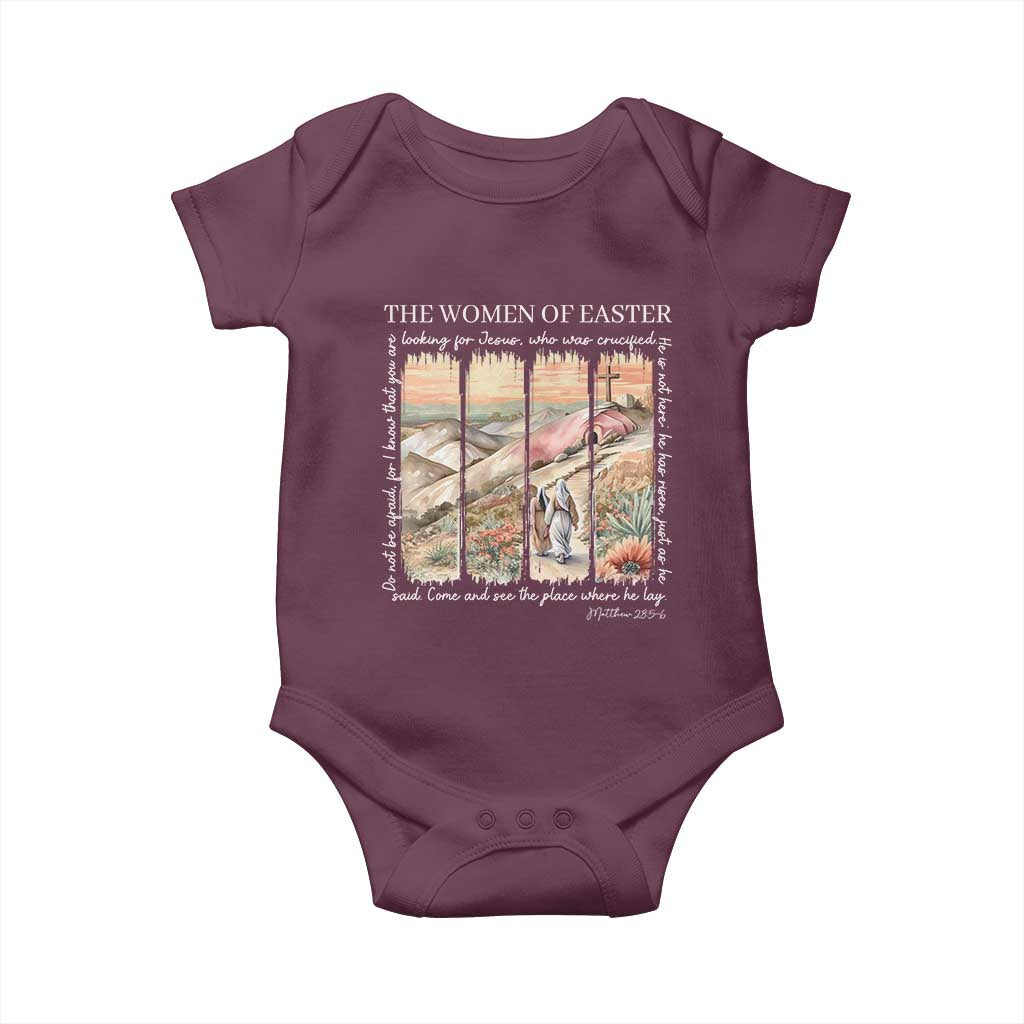 Easter Religious Baby Onesie Women of Easter He is Risen TS10 Maroon Print Your Wear