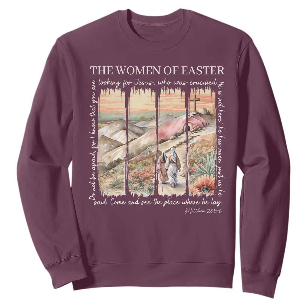 Easter Religious Sweatshirt Women of Easter He is Risen TS10 Maroon Print Your Wear
