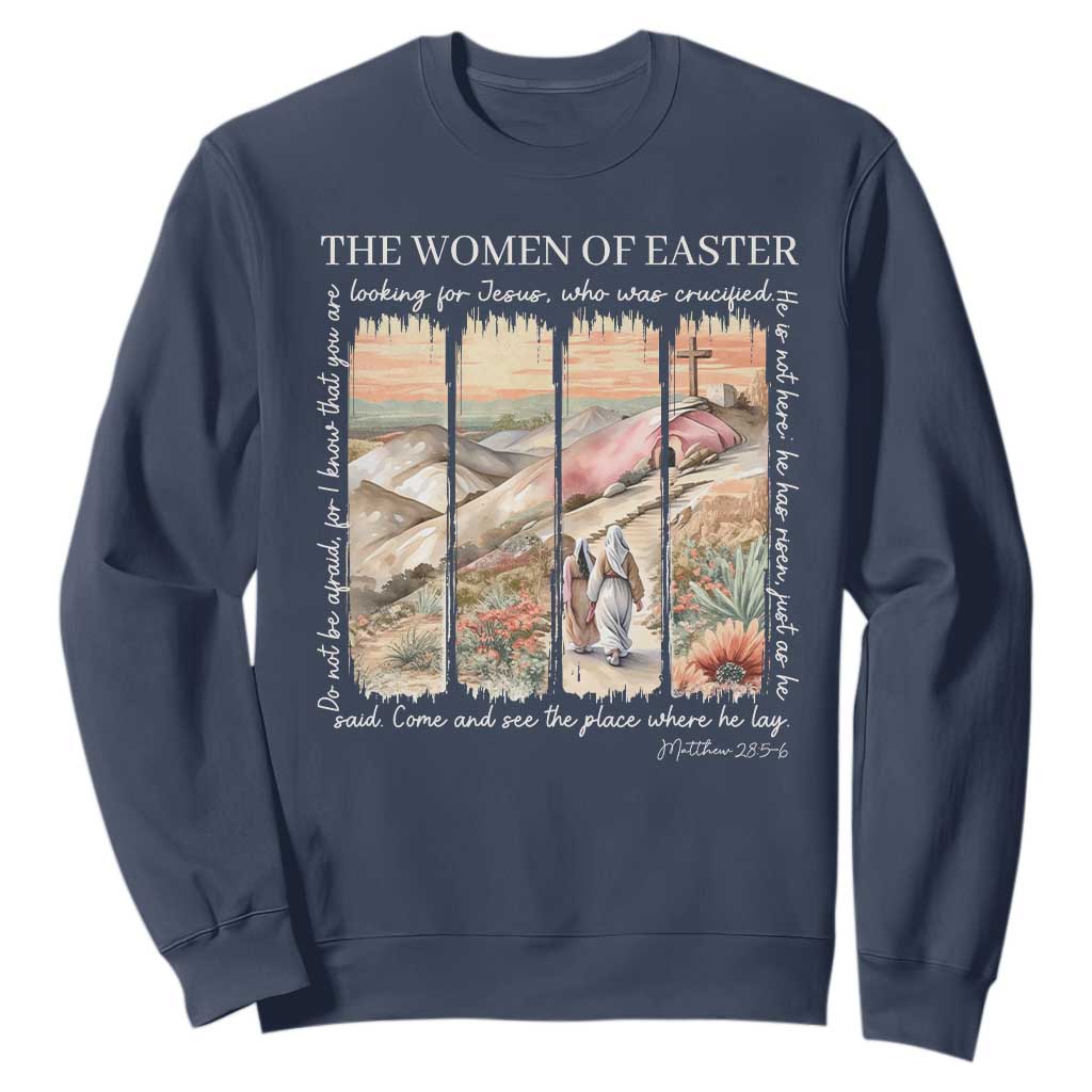 Easter Religious Sweatshirt Women of Easter He is Risen TS10 Navy Print Your Wear