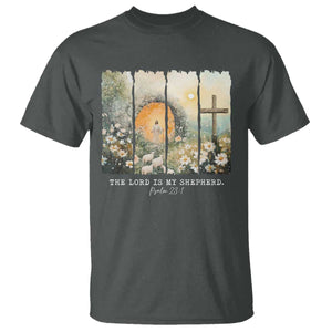Lord Is My Shepherd T Shirt Easter Religious Christian Cross Bible Verse TS10 Dark Heather Print Your Wear