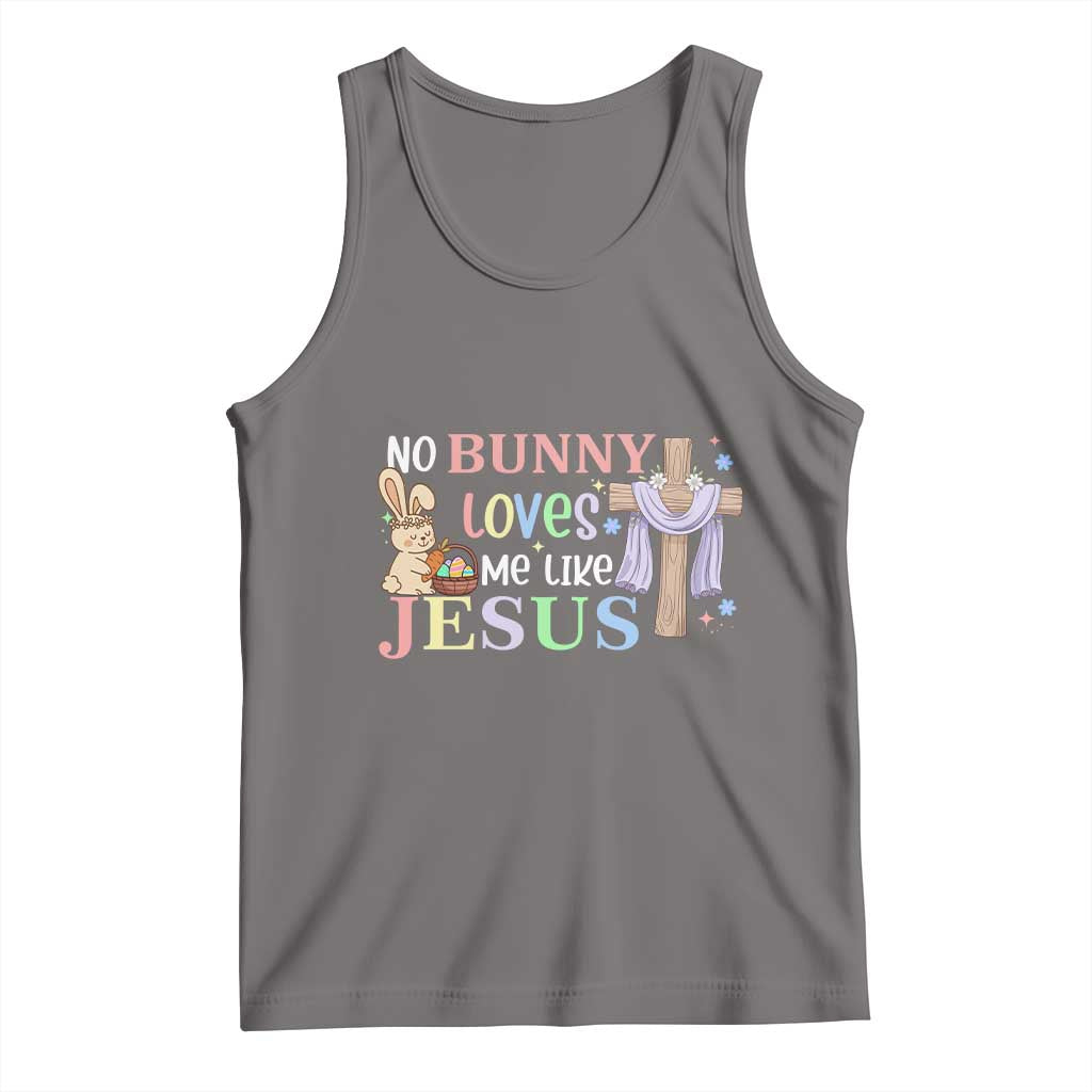 Funny Christian Easter Tank Top No Bunny Loves Me Like Jesus TS10 Deep Heather Print Your Wear