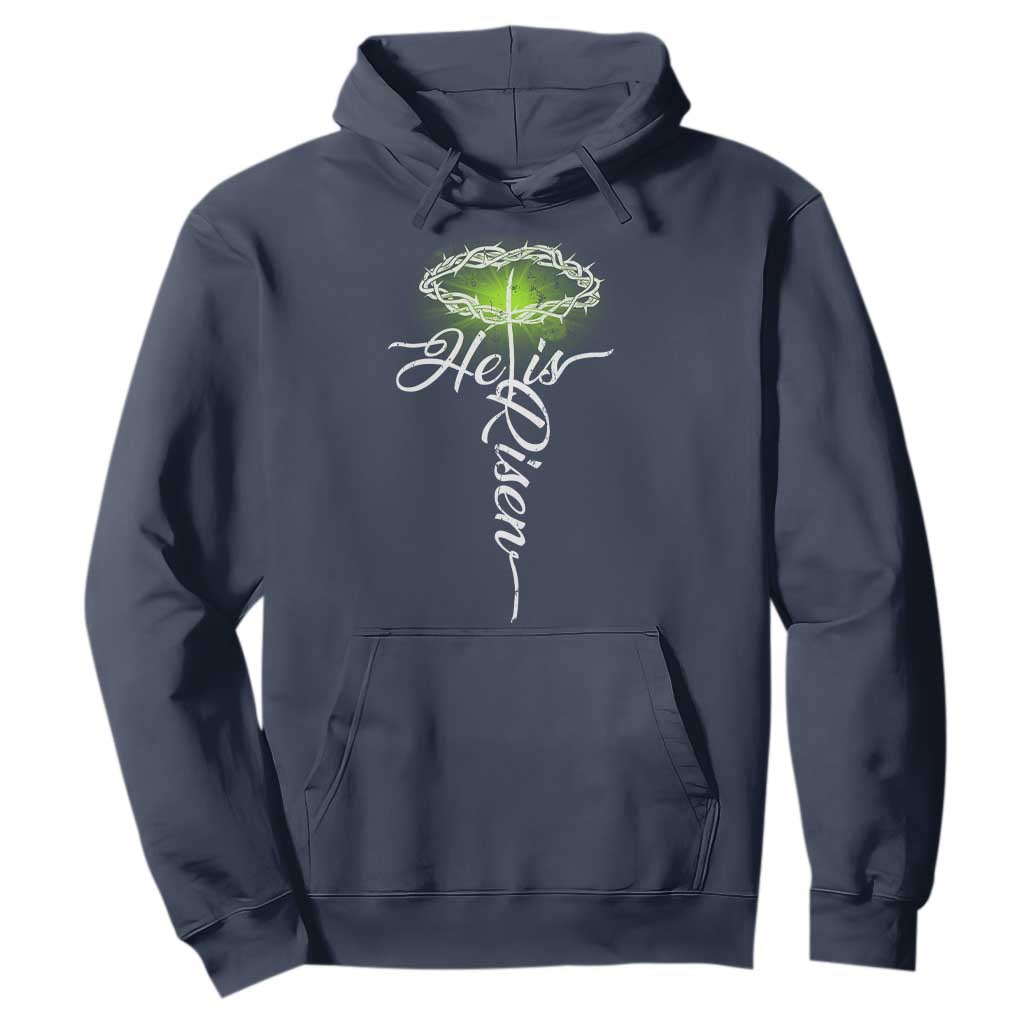 He Is Risen Hoodie Cross Jesus Religious Easter TS10 Navy Print Your Wear