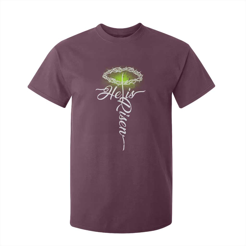 He Is Risen T Shirt For Kid Cross Jesus Religious Easter TS10 Maroon Print Your Wear