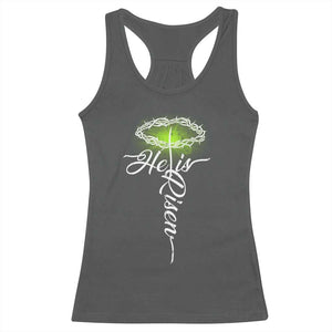 He Is Risen Racerback Tank Top Cross Jesus Religious Easter TS10 Dark Heather Print Your Wear
