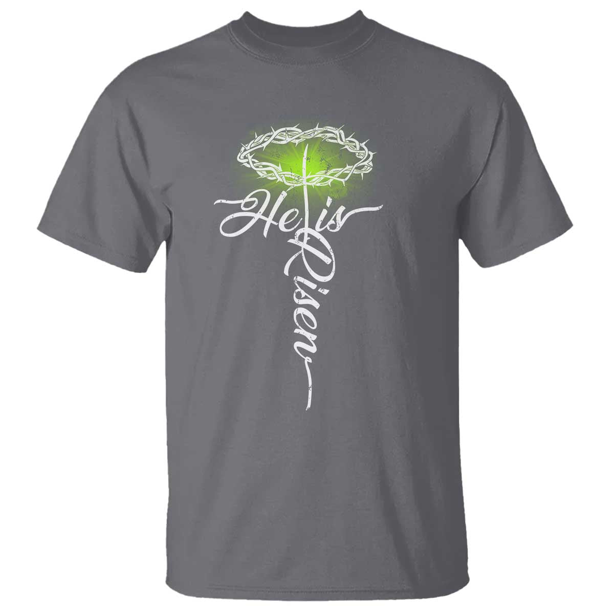 He Is Risen T Shirt Cross Jesus Religious Easter TS10 Charcoal Print Your Wear