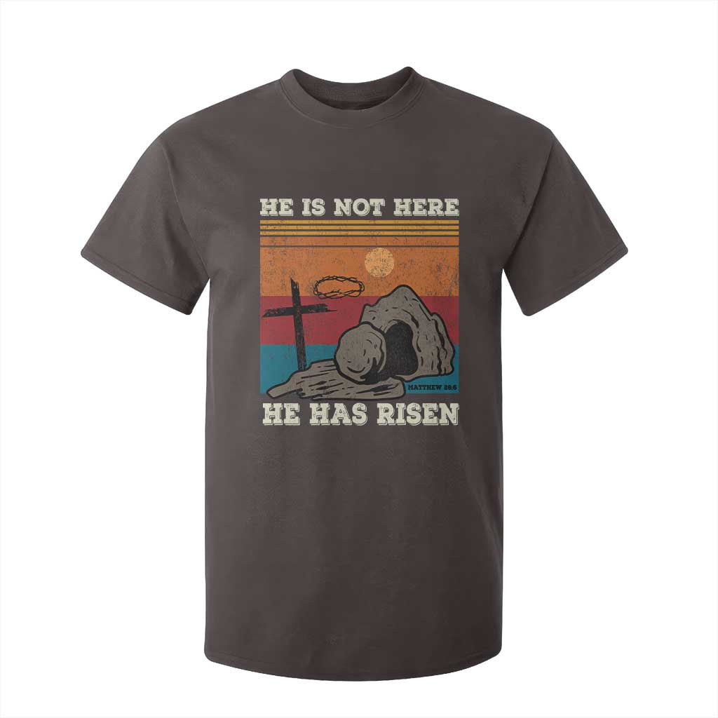 Jesus He is Risen T Shirt For Kid Matthew 28:6 Vintage Christian Easter TS10 Dark Chocolate Print Your Wear