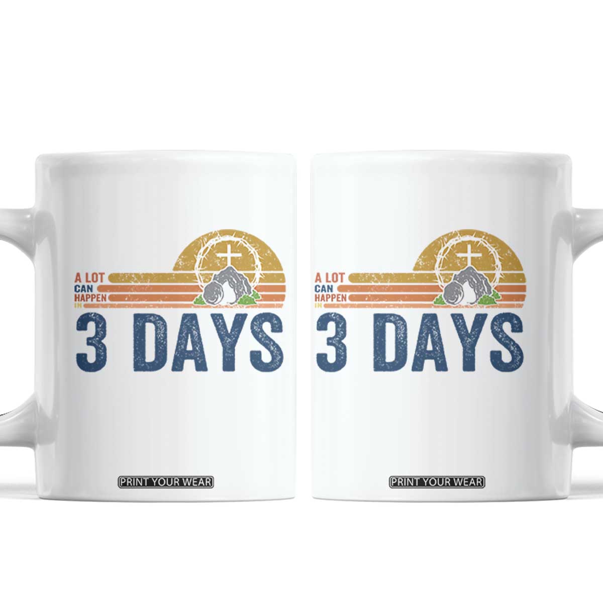 Easter A Lot Can Happen in 3 Days Coffee Mug Retro Religious Easter Christian TS10 White Print Your Wear