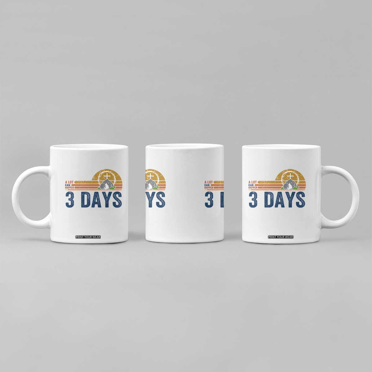 Easter A Lot Can Happen in 3 Days Coffee Mug Retro Religious Easter Christian TS10 Print Your Wear