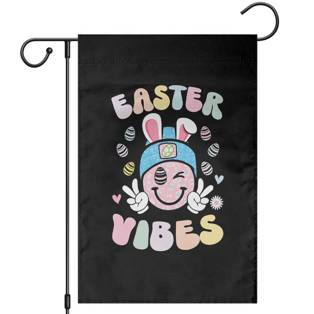 Groovy Easter Vibes Garden Flag Retro Bunny Smile Eggs TS10 Black Print Your Wear