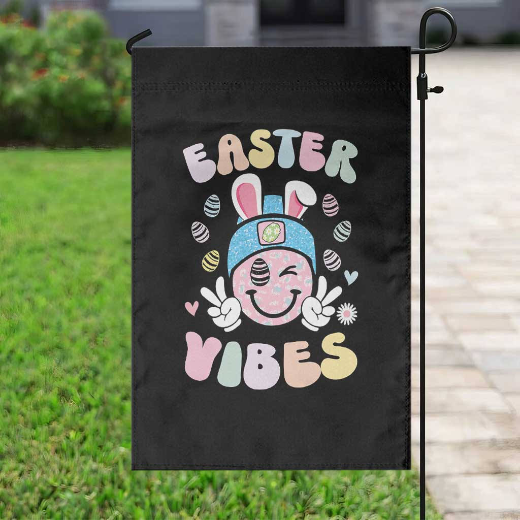 Groovy Easter Vibes Garden Flag Retro Bunny Smile Eggs TS10 Print Your Wear